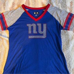 NFL Blue and Gray Women's Jersey with Red Trim